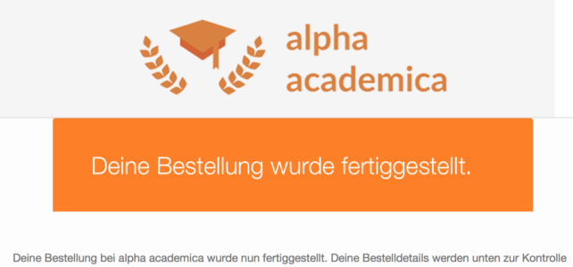 „Deine Bestellung wurde fertiggestellt“